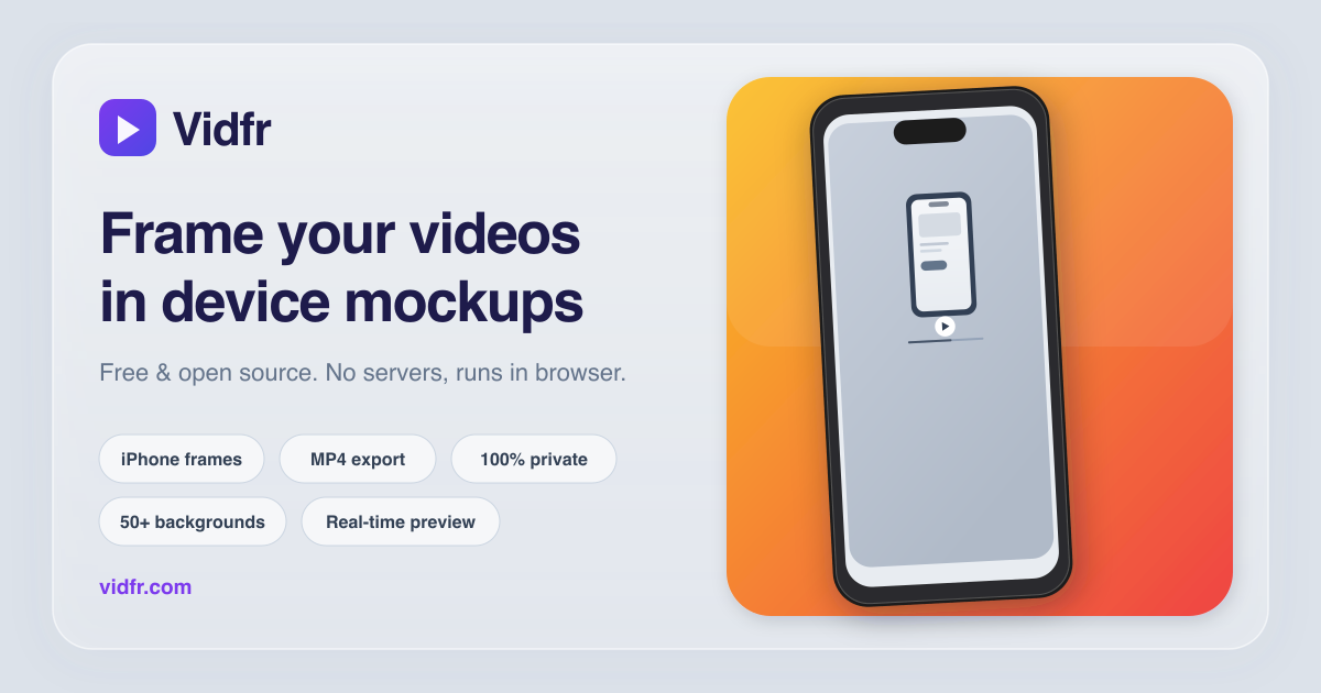 Screen recording framed inside an iPhone mockup using Vidfr